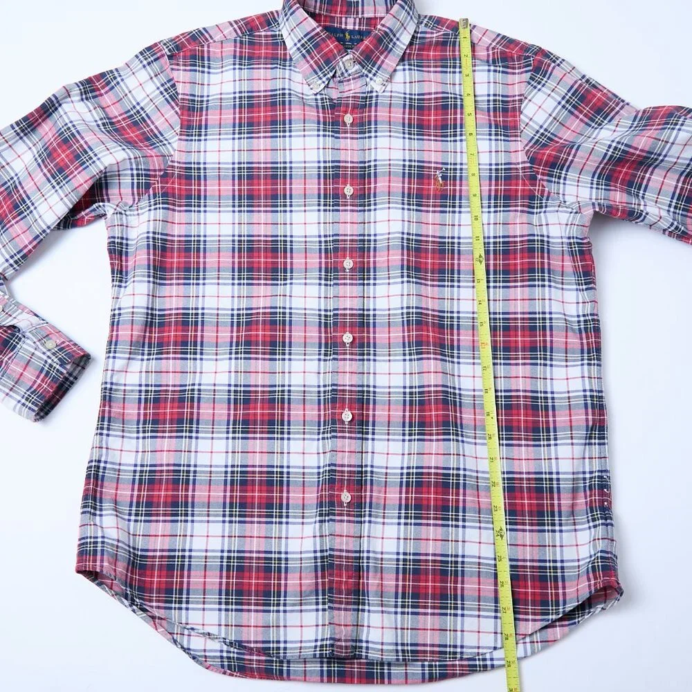 Ralph Lauren Oxford Flesh Pony Classic Fit Long Sleeve Plaid Button Up Shirt L